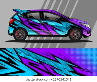 Car decal design vector. Graphic abstract stripe racing background kit designs for wrap vehicle, race car, rally, adventure and livery