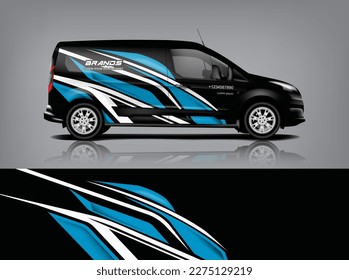 Car decal design vector. Graphic abstract stripe racing background kit designs for wrap vehicle, race car, rally, adventure and livery dekal a1