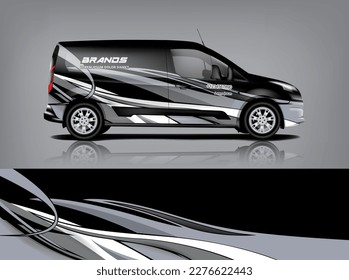 Vector de diseño de calcomanías de auto. Diseños gráficos abstractos de banda de fondo de carreras para envolver vehículos, autos de carreras, rally, aventura y livery dekal a1