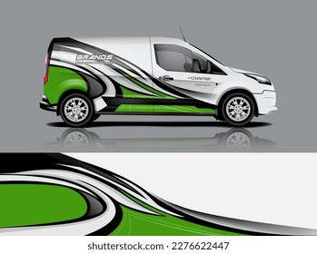 Vector de diseño de calcomanías de auto. Diseños gráficos abstractos de banda de fondo de carreras para envolver vehículos, autos de carreras, rally, aventura y livery dekal a1