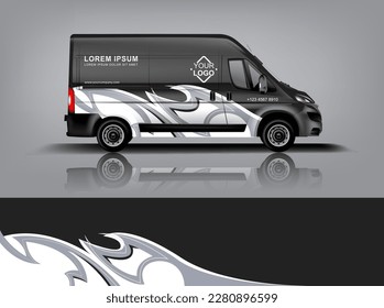 Car decal design vector. Graphic abstract stripe racing background kit designs for wrap vehicle, race car, rally, adventure and livery dekal a1