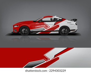 Car decal design vector. Graphic abstract stripe racing background kit designs for wrap vehicle, race car, rally, adventure and livery dekal a1