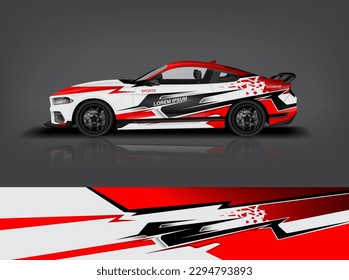 Car decal design vector. Graphic abstract stripe racing background kit designs for wrap vehicle, race car, rally, adventure and livery dekal a1