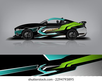 Car decal design vector. Graphic abstract stripe racing background kit designs for wrap vehicle, race car, rally, adventure and livery dekal a1