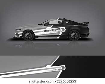 Car decal design vector. Graphic abstract stripe racing background kit designs for wrap vehicle, race car, rally, adventure and livery dekal a1