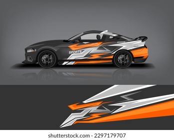 Vector de diseño de calcomanías de auto. Diseños gráficos abstractos de banda de fondo de carreras para envolver vehículos, autos de carreras, rally, aventura y livery dekal a1