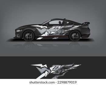 Car decal design vector. Graphic abstract stripe racing background kit designs for wrap vehicle, race car, rally, adventure and livery dekal a1