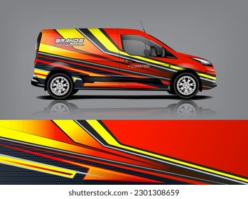 Car decal design vector. Graphic abstract stripe racing background kit designs for wrap vehicle, race car, rally, adventure and livery dekal a1