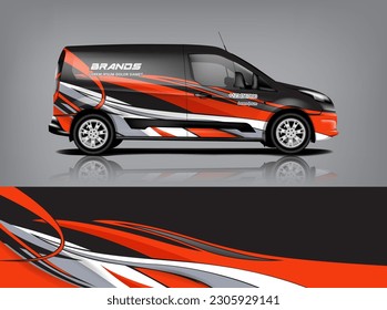 Car decal design vector. Graphic abstract stripe racing background kit designs for wrap vehicle, race car, rally, adventure and livery dekal a1