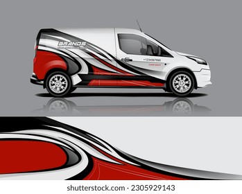 Car decal design vector. Graphic abstract stripe racing background kit designs for wrap vehicle, race car, rally, adventure and livery dekal a1