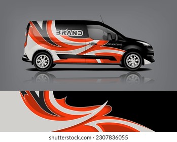Car decal design vector. Graphic abstract stripe racing background kit designs for wrap vehicle, race car, rally, adventure and livery dekal a1