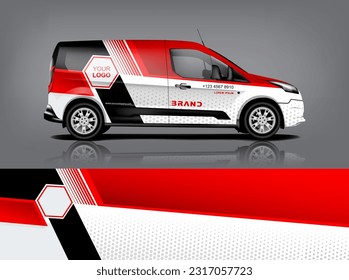 Vector de diseño de calcomanías de auto. Diseños gráficos abstractos de banda de fondo de carreras para envolver vehículos, carreras de coches, rally, aventura y livery 