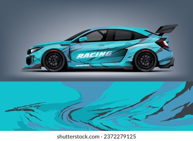 Car decal design vector. Graphic abstract stripe racing background kit designs for wrap vehicle, race car, rally, adventure and livery