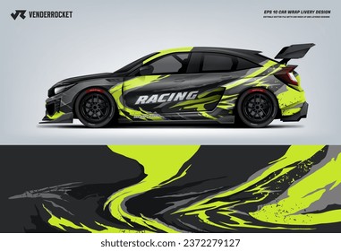Car decal design vector. Graphic abstract stripe racing background kit designs for wrap vehicle, race car, rally, adventure and livery