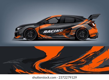 Car decal design vector. Graphic abstract stripe racing background kit designs for wrap vehicle, race car, rally, adventure and livery