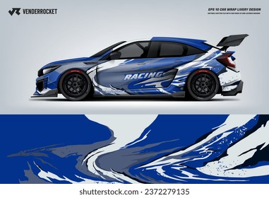 Car decal design vector. Graphic abstract stripe racing background kit designs for wrap vehicle, race car, rally, adventure and livery