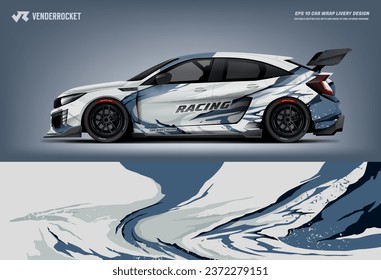 Car decal design vector. Graphic abstract stripe racing background kit designs for wrap vehicle, race car, rally, adventure and livery