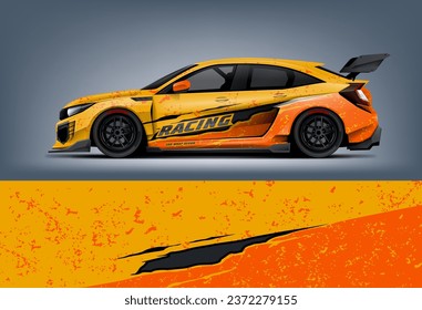 Car decal design vector. Graphic abstract stripe racing background kit designs for wrap vehicle, race car, rally, adventure and livery