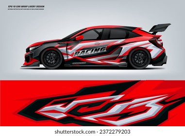 Car decal design vector. Graphic abstract stripe racing background kit designs for wrap vehicle, race car, rally, adventure and livery