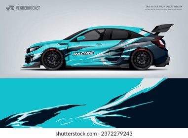 Car decal design vector. Graphic abstract stripe racing background kit designs for wrap vehicle, race car, rally, adventure and livery
