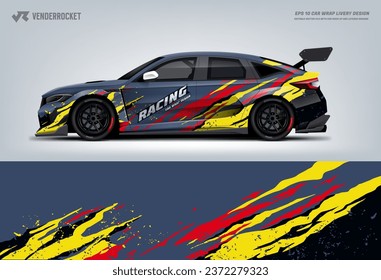 Car decal design vector. Graphic abstract stripe racing background kit designs for wrap vehicle, race car, rally, adventure and livery