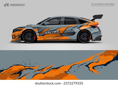 Car decal design vector. Graphic abstract stripe racing background kit designs for wrap vehicle, race car, rally, adventure and livery