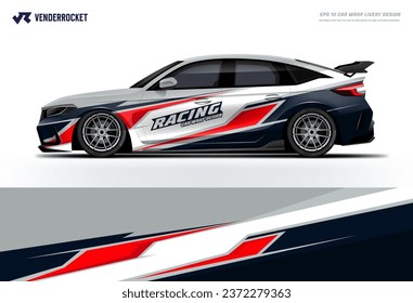 Car decal design vector. Graphic abstract stripe racing background kit designs for wrap vehicle, race car, rally, adventure and livery