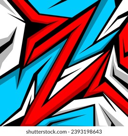 Car decal design vector. Graphic abstract stripe racing background kit designs for wrap vehicle, race car, rally, adventure and livery red and blue