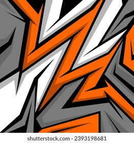 Car decal design vector. Graphic abstract stripe racing background kit designs for wrap vehicle, race car, rally, adventure and livery orange