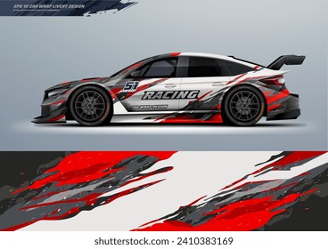 Car decal design vector. Graphic abstract stripe racing background kit designs for wrap vehicle, race car, rally, adventure and livery