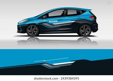 Vector de diseño de calcomanía de coche. Diseño de fondo de carreras de rayas abstractas gráficas para envolver el vehículo, coche de carreras, rally, aventura y oferta de librea 