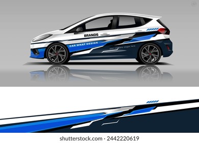 Car decal design vector. Graphic abstract stripe racing background kit designs for wrap vehicle, race car, rally, adventure and livery dekal