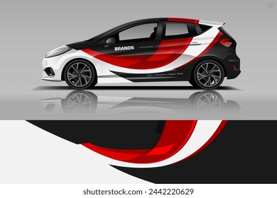 Car decal design vector. Graphic abstract stripe racing background kit designs for wrap vehicle, race car, rally, adventure and livery dekal