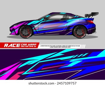 Car decal design vector. Graphic abstract stripe racing background kit designs for wrap vehicle, race car, rally, adventure and livery