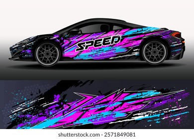 Car decal design vector. Graphic abstract stripe racing background kit designs for wrap vehicle, race car, rally, adventure and livery. Car design development for the company.
