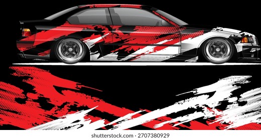 Car decal design vector. Graphic abstract stripe racing background kit designs for wrap vehicle, race car, rally, adventure and livery