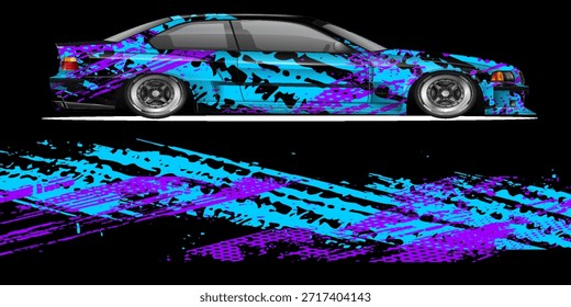 Autoaufkleber-Design-Vektor. Grafische abstrakte Streifen Rennen Hintergrund Kit Designs für Wrap Fahrzeug, Rennwagen, Rallye, Abenteuer und Livree