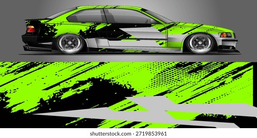 Car decal design vector. Graphic abstract stripe racing background kit designs for wrap vehicle, race car, nascar car, rally, adventure and livery