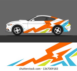 Car decal design vector, race car sticker, and rally livery