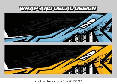 Car decal design vector. Set Graphic abstract stripe racing background kit designs for wrap EPS 10