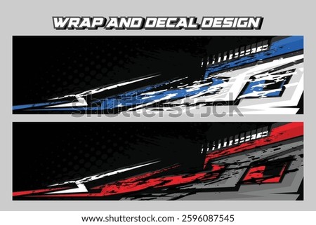 Car decal design vector. Set Graphic abstract stripe racing background kit designs for wrap EPS 10