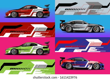 Car decal graphic vector. Graphic abstract stripe designs for branding and drift livery car
