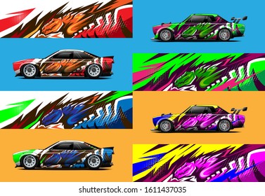 Car decal graphic vector, Graphic abstract stripe designs for branding and drift livery car