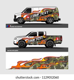 car decal graphic vector kit. racing background for truck, van, and other vehicles vinyl sticker wrap.