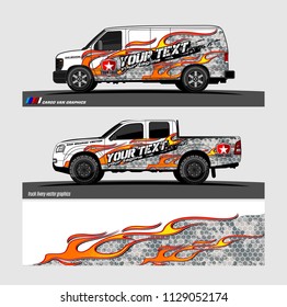 car decal graphic vector kit. racing background for truck, van, and other vehicles vinyl sticker wrap.