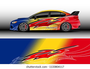 Car decal graphic vector, wrap vinyl sticker. Graphic abstract stripe designs for race and  drift livery car