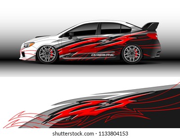 Car decal graphic vector, wrap vinyl sticker. Graphic abstract stripe designs for race and  drift livery car