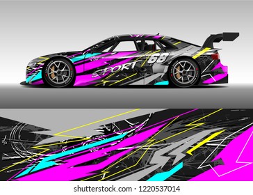 Car decal graphic vector, wrap vinyl sticker. Graphic abstract stripe designs for Racing vehicles.