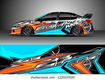 Car decal graphic vector, wrap vinyl sticker. Graphic abstract stripe designs for Racing vehicles.