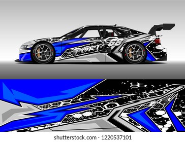 Car decal graphic vector, wrap vinyl sticker. Graphic abstract stripe designs for Racing vehicles.